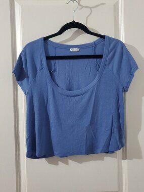 NWOT Intimately Free People Ribbed Blue Scoop Neck Crop Top